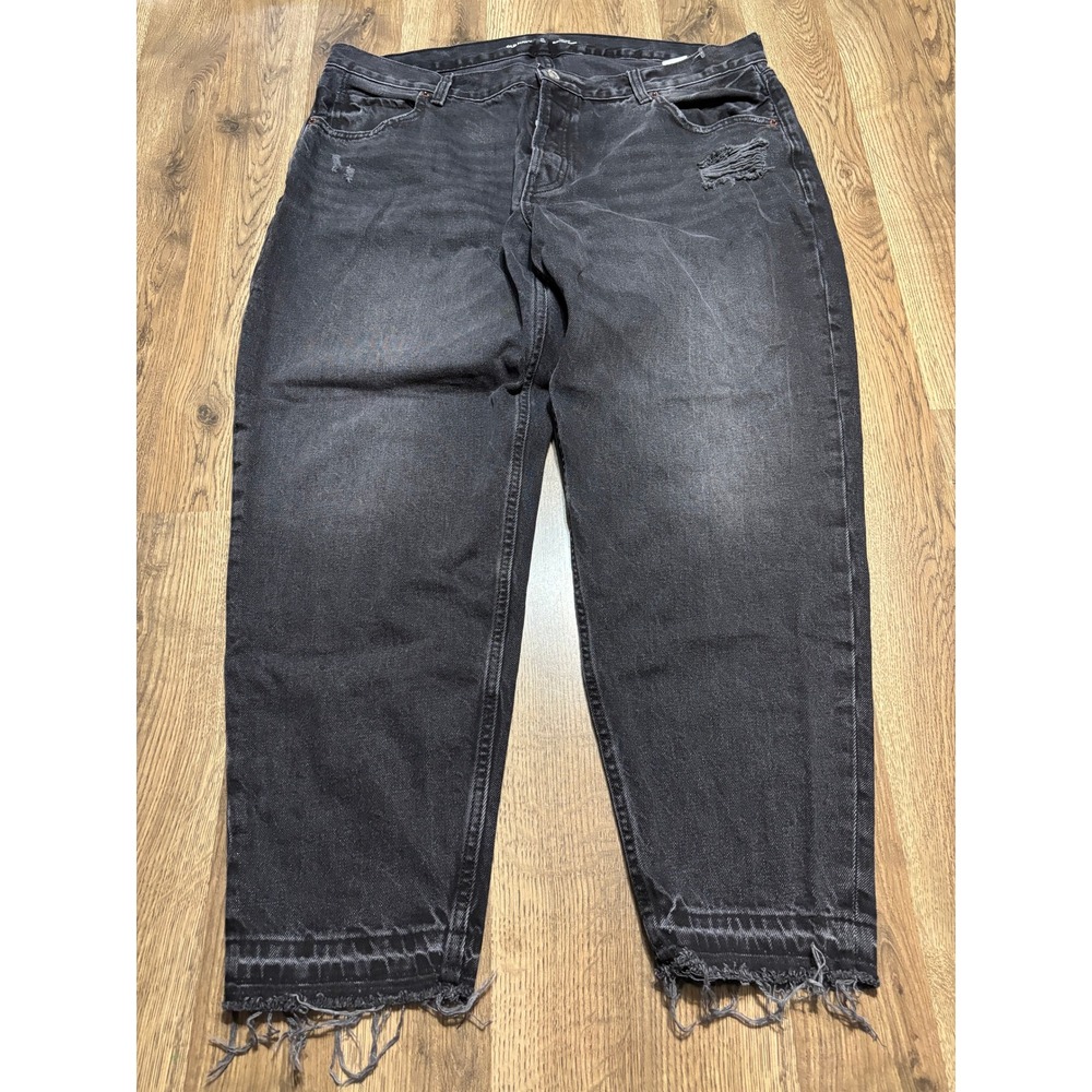 Old Navy Jeans Womens Size 18 Tall Black Distressed High-Rise Slouchy Taper